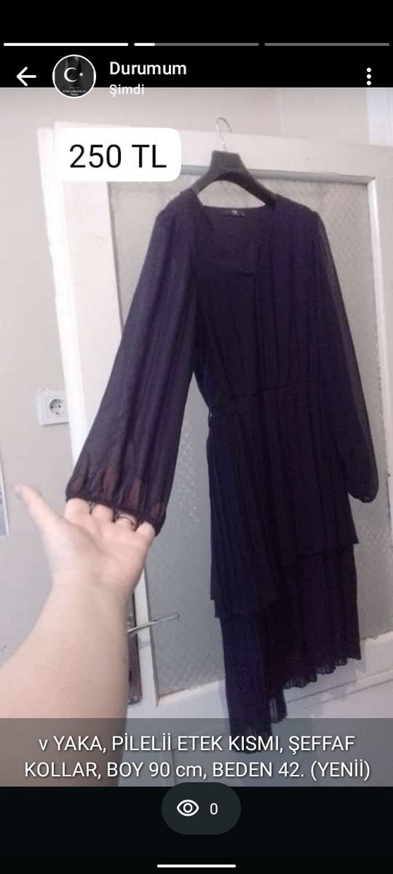 ELBİSE PİLELİ ŞEFFAF KOL kadın - Görsel 3