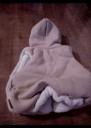 Bebek Mont Kapüşonlu Örgü Kolsuz - Görsel 2