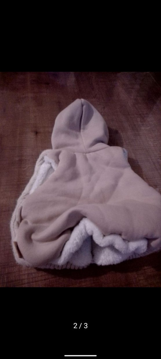 Bebek Mont Kapüşonlu Örgü Kolsuz - Görsel 2