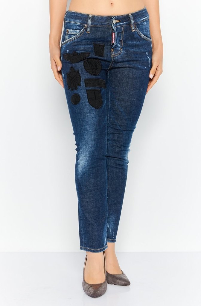 Slim Fit Desenli Taşlamalı Kot Pantolon - Görsel 3