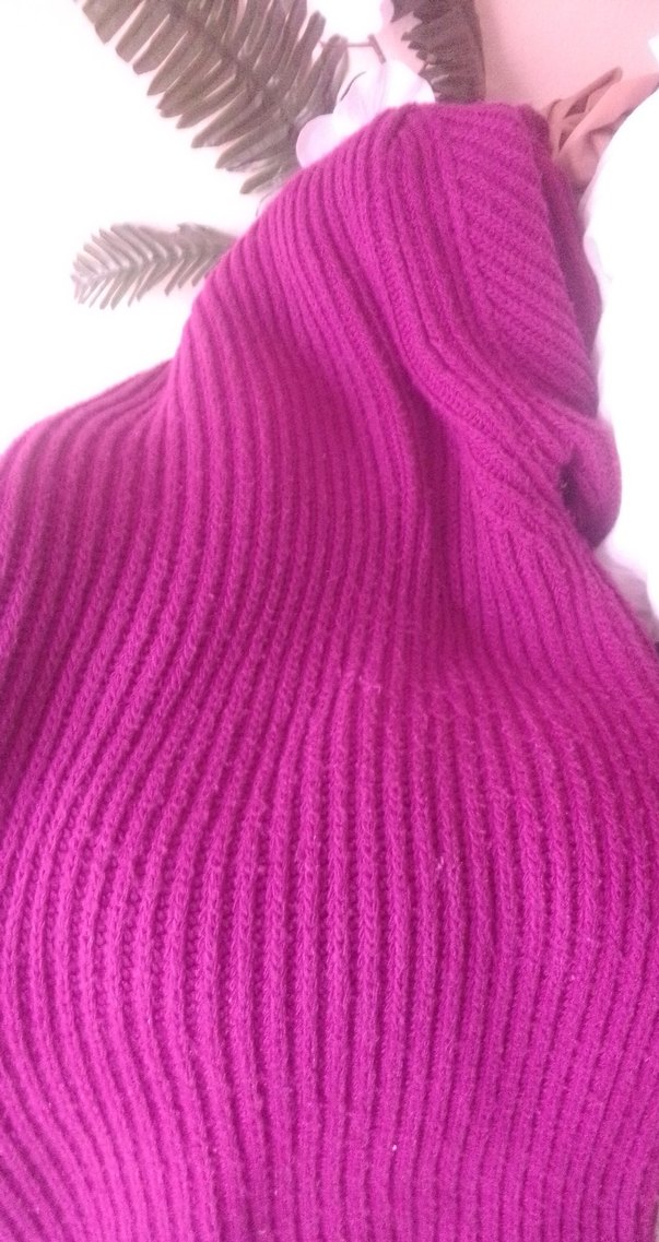 Fuşya Renk Triko Uzun Kazak Kadın - Görsel 2