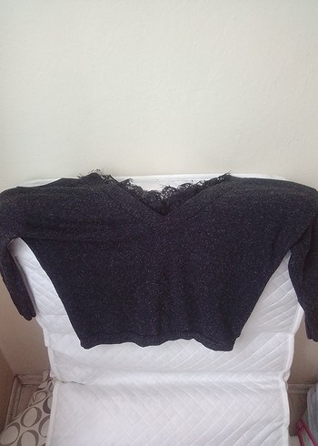 V Yaka Kazak Tüllü Omuz açık Yünlü Kız Çocuk - Görsel 2