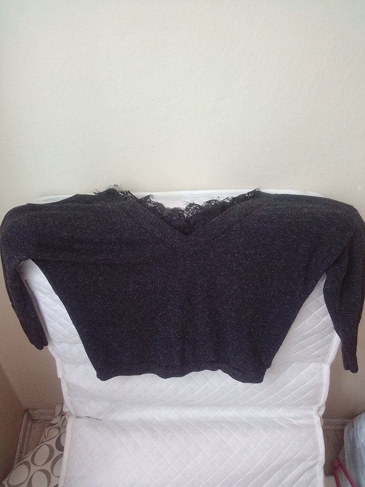 V Yaka Kazak Tüllü  Omuz açık Yünlü Kız Çocuk - Görsel 2