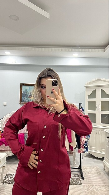 Bordo Keten Takım - Görsel 4