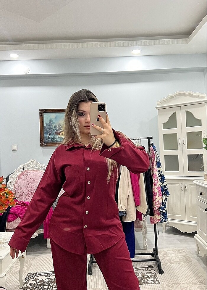 Bordo Keten Takım - Görsel 2