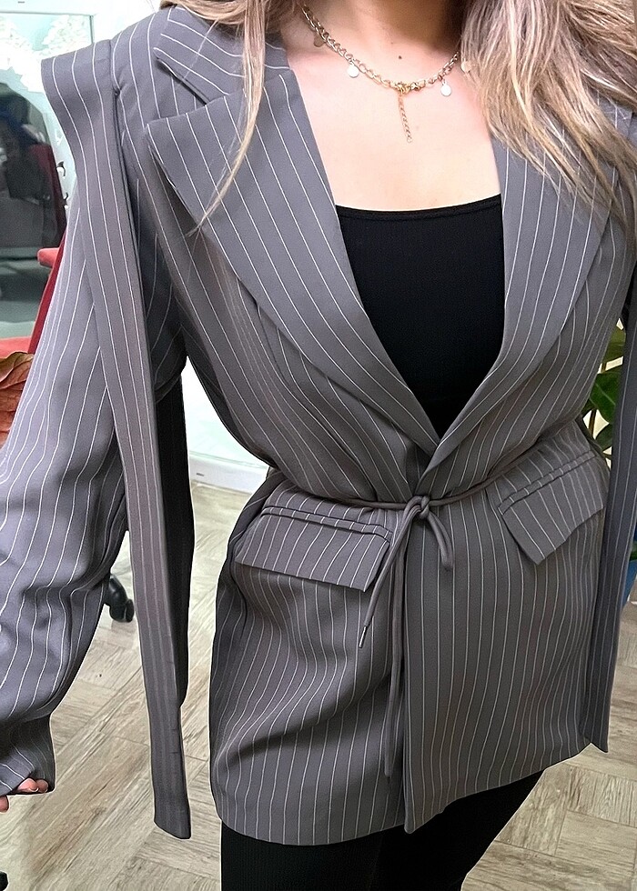 Bağlamalı Astarlı Ceket - Görsel 2