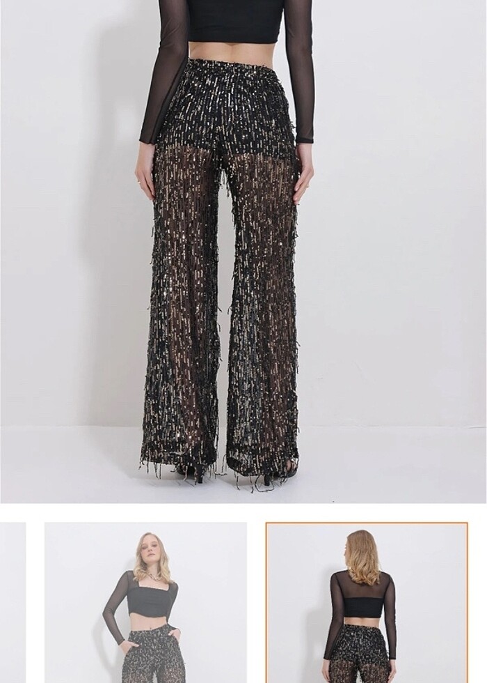 Payetli transparan pantolon - Görsel 4