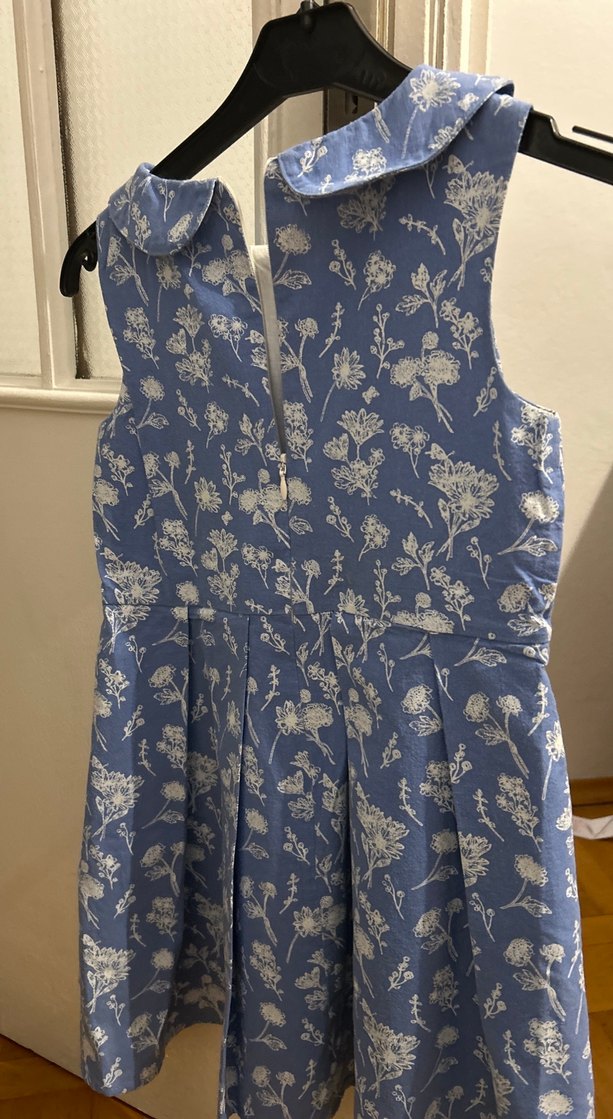 Mavi Çiçekli Vintage Kız Elbisesi - Görsel 2