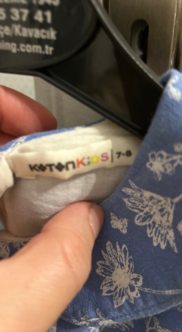 Mavi Çiçekli Vintage Kız Elbisesi - Görsel 3