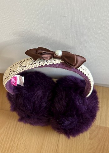 Mor Kürklü Nakışlı Kulaklık - Görsel 2