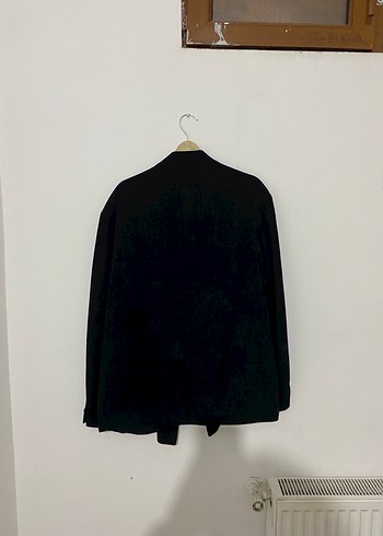 Düğmeli Siyah Keten Kadın Ceket - Görsel 2