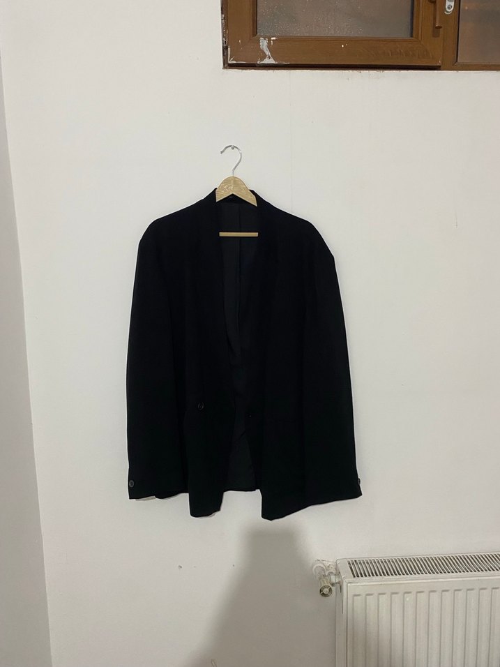 Düğmeli Siyah Keten Kadın Ceket - Görsel 3