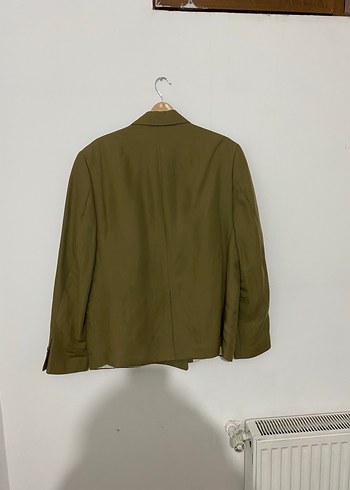 Bej Düğmeli Kadın Erkek Keten Blazer Ceket - Görsel 3