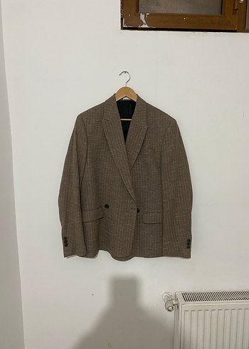 Kadın Bej Keten Midi Blazer - Görsel 2