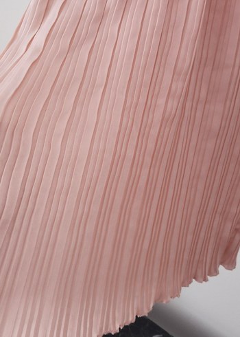 Pembe Piliseli Uzun Askılı Kadın Elbise - Görsel 5