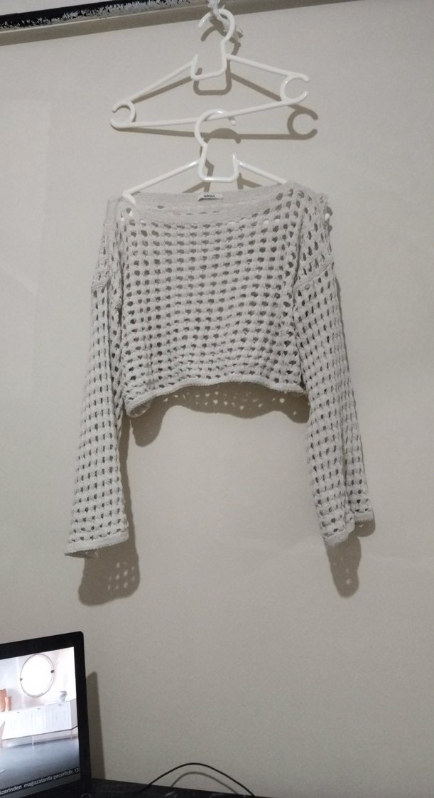 Kadın Beyaz Örgü Mini Kazak - Görsel 3