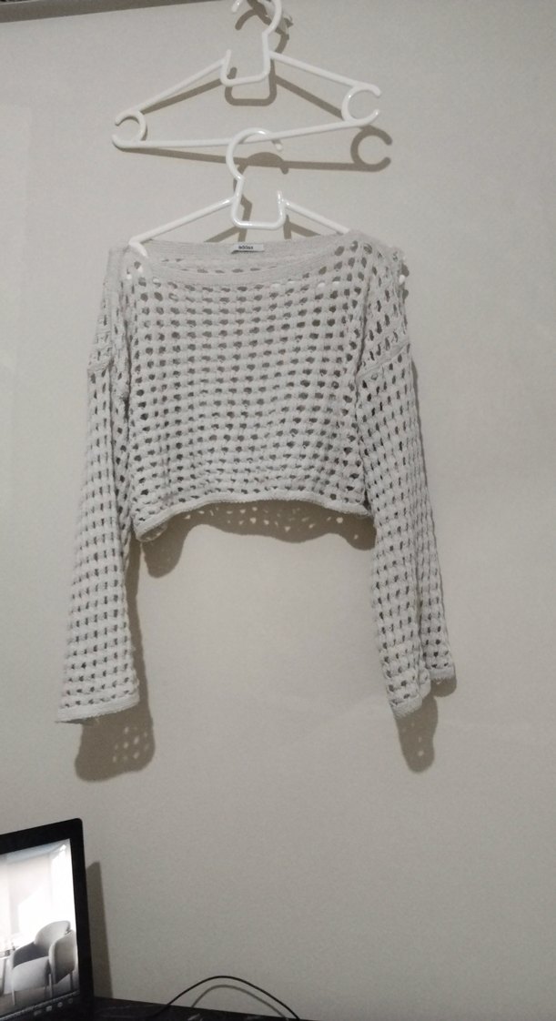 Kadın Beyaz Örgü Mini Kazak - Görsel 2