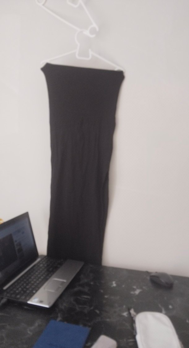 Drapeli Siyah Uzun Hamile Eteği - Görsel 2