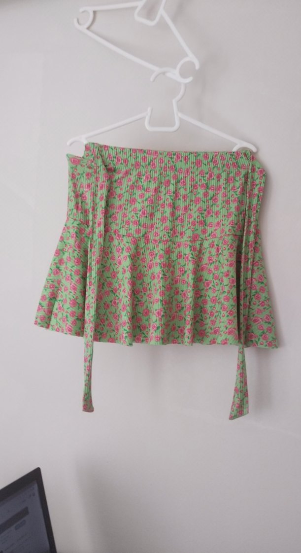 Yeşil Bohem Mini Etek - Görsel 2