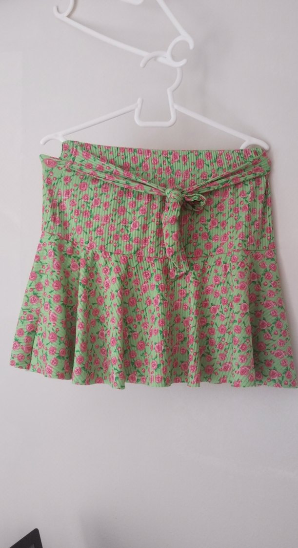 Yeşil Bohem Mini Etek - Görsel 4