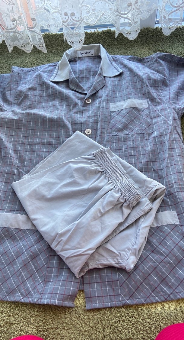 Gri Pamuklu uzun kollu keten gecelik erkek - Görsel 3