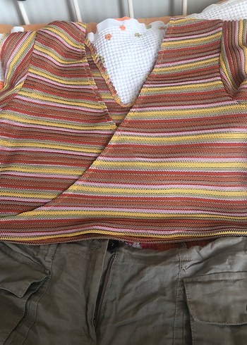 Kahverengi Keten Kemerli Mini Şort - Görsel 7