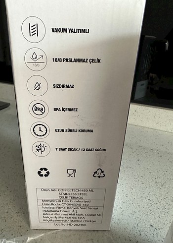 Coffeetech Paslanmaz Çelik Termos 450 ml - Görsel 4
