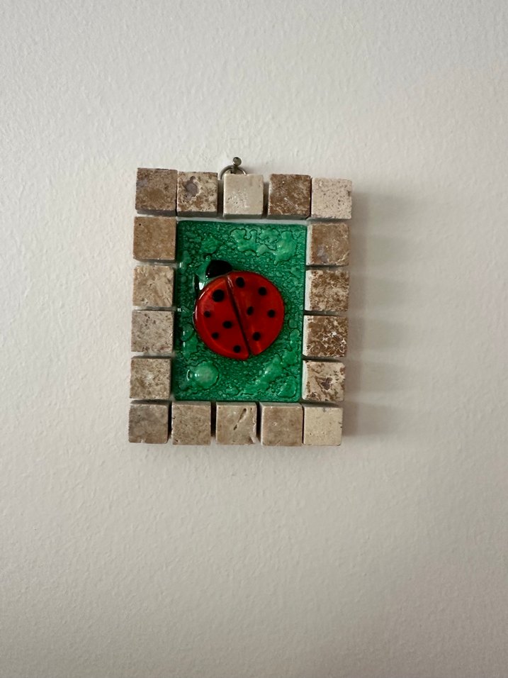 Kırmızı Uğur Böceği Desenli Cam Tablo - Görsel 3