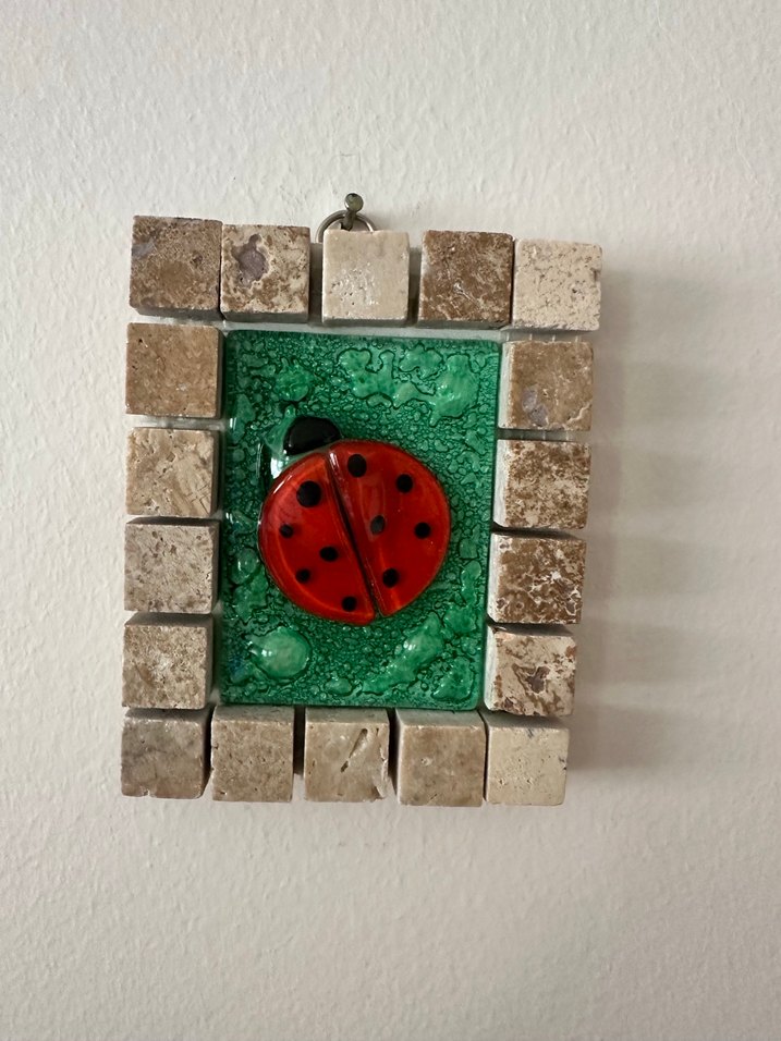 Kırmızı Uğur Böceği Desenli Cam Tablo - Görsel 2