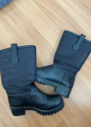 36 Beden siyah Renk Tokalı Siyah Biker Kadın Yağmur Çizmesi