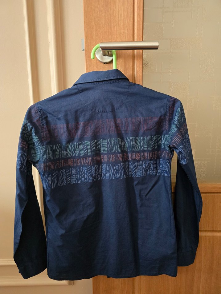 Erkek çocuk Lacivert Batik Desenli Uzun Kollu Gömlek - Görsel 5