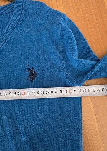 Mavi Erkek çocuk V Yaka Örgü Kazak - Görsel 4