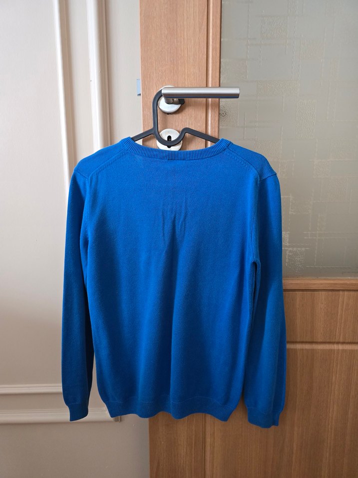 Mavi Erkek çocuk V Yaka Örgü Kazak - Görsel 2