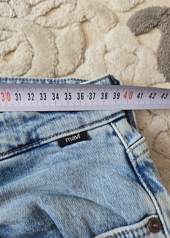 Mavi unisex Denim Midi Boy Kemerli Jean - Görsel 2