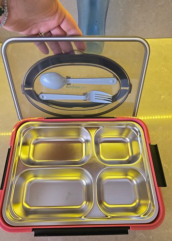 Vagonlife Kırmızı Saklama Kabı ve Çatal Kaşık Seti - Görsel 4