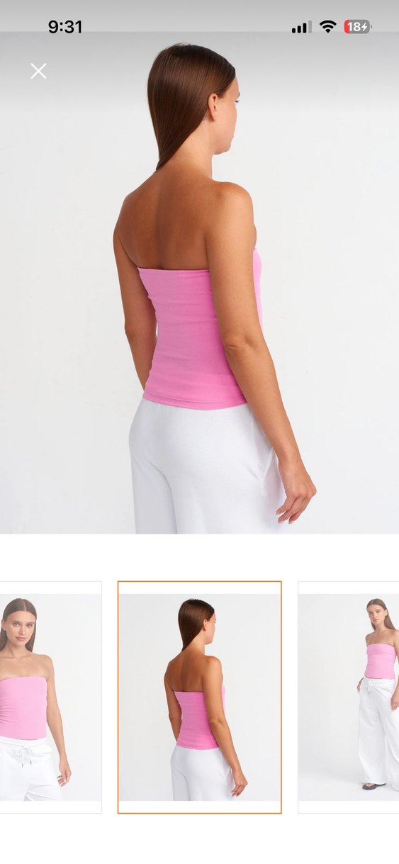 Pembe Straplez Pamuklu Atlet - Görsel 2