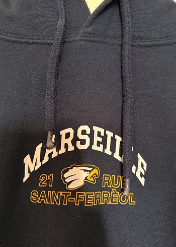 Pull&Bear Erkek Lacivert Kapüşonlu Kısa Kollu Sweatshirt - Görsel 2