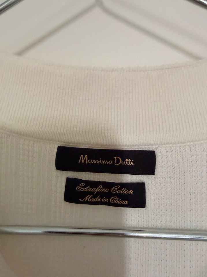 Massimo Dutti Erkek Beyaz/Krem Polo Yaka Tişört - Görsel 3