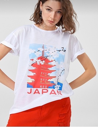 Japonya baskılı boyfriend tshirt