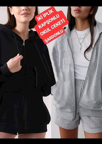 Gri Kapüşonlu Kısa Fermuarlı Sweatshirt