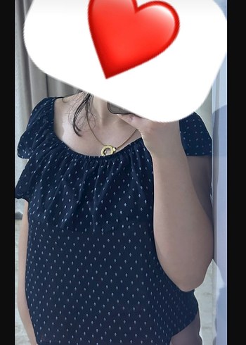 Mavi Puantiyeli Fırfırlı Kısa Kot Bluz - Görsel 3