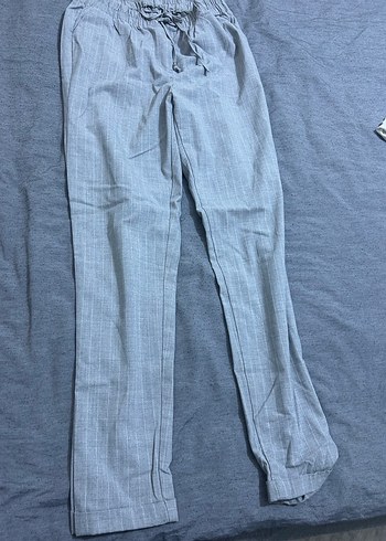 Gri Keten Kadın Rahat Pantolon - Görsel 2