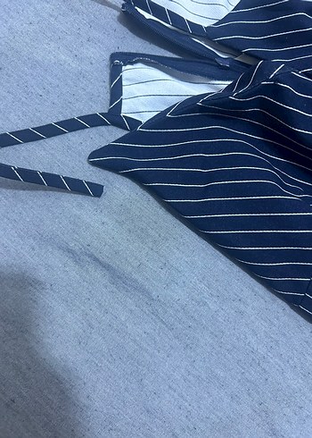 Lacivert Çizgili Kadın Denim Pantolon - Görsel 3