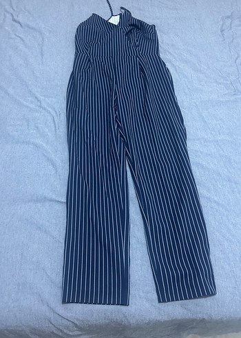 Lacivert Çizgili Kadın Denim Pantolon - Görsel 2