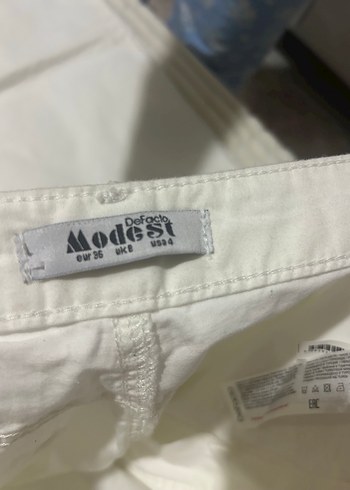 Beyaz Pamuklu Midi Kadın Kumaş Pantolon - Görsel 3