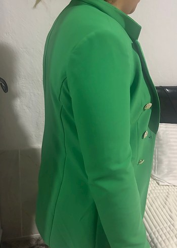 Düğmeli Yeşil Kadın Blazer Ceket - Görsel 3
