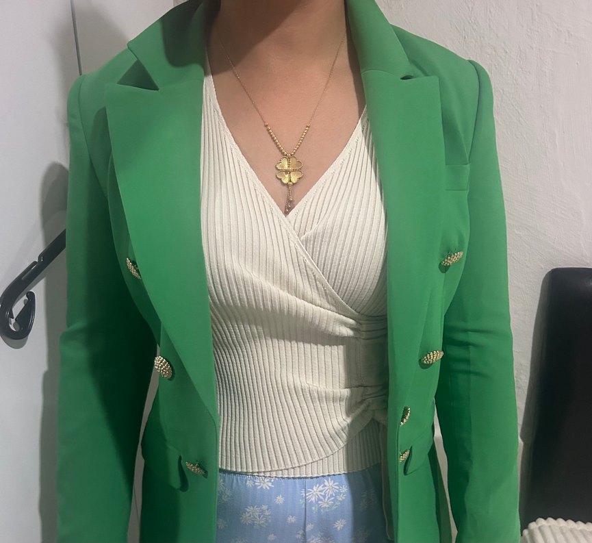 Düğmeli Yeşil Kadın Blazer Ceket - Görsel 2