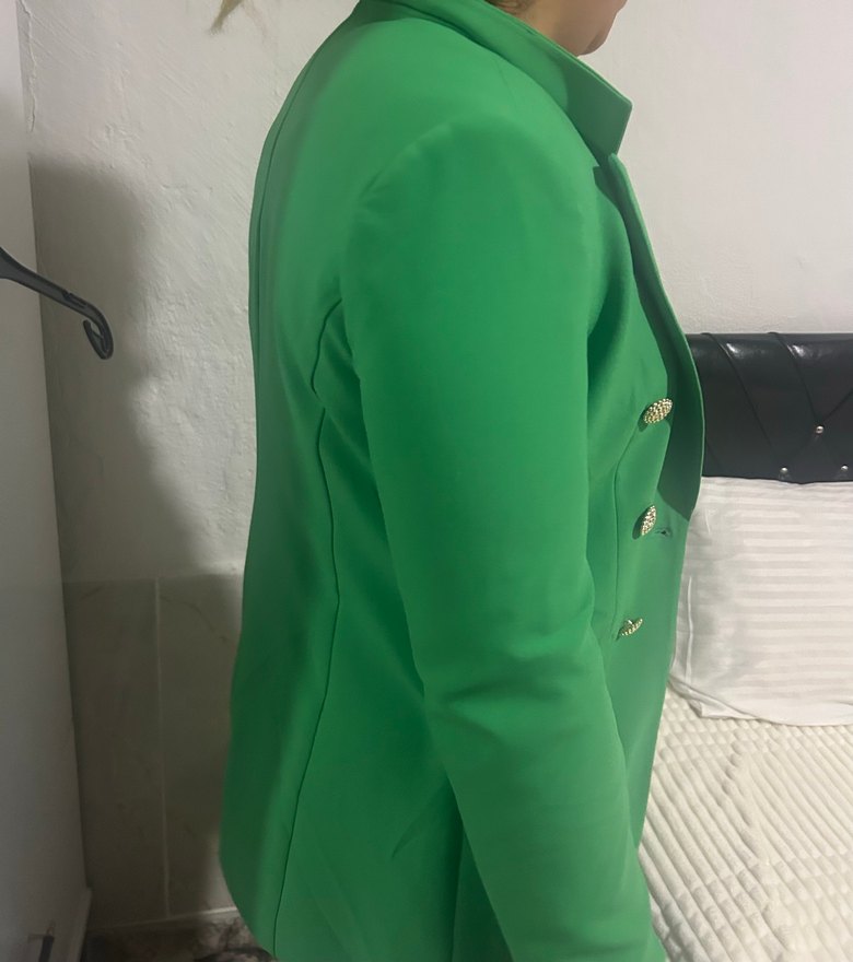 Düğmeli Yeşil Kadın Blazer Ceket - Görsel 3
