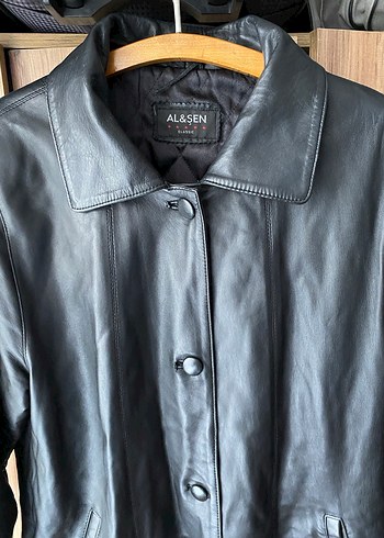 Düğmeli Siyah Deri Kadın Ceket - Görsel 2