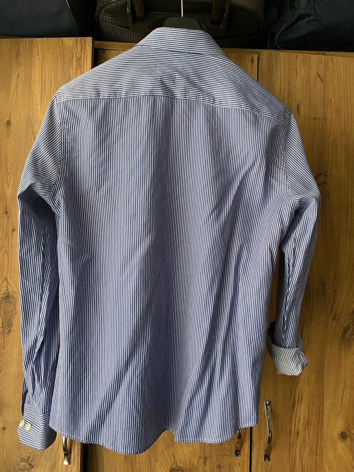 FRESH COMPANY Erkek Düğmeli Mavi Çizgili Gömlek - Görsel 3